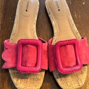 Birdies Pink Slide Sandals with Oversized Buckle